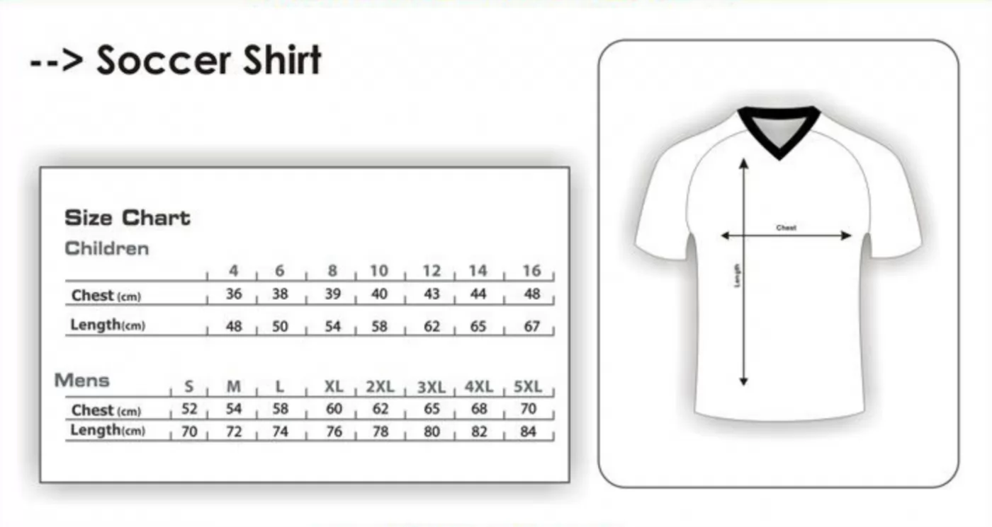 Soccer Shirt Sizes