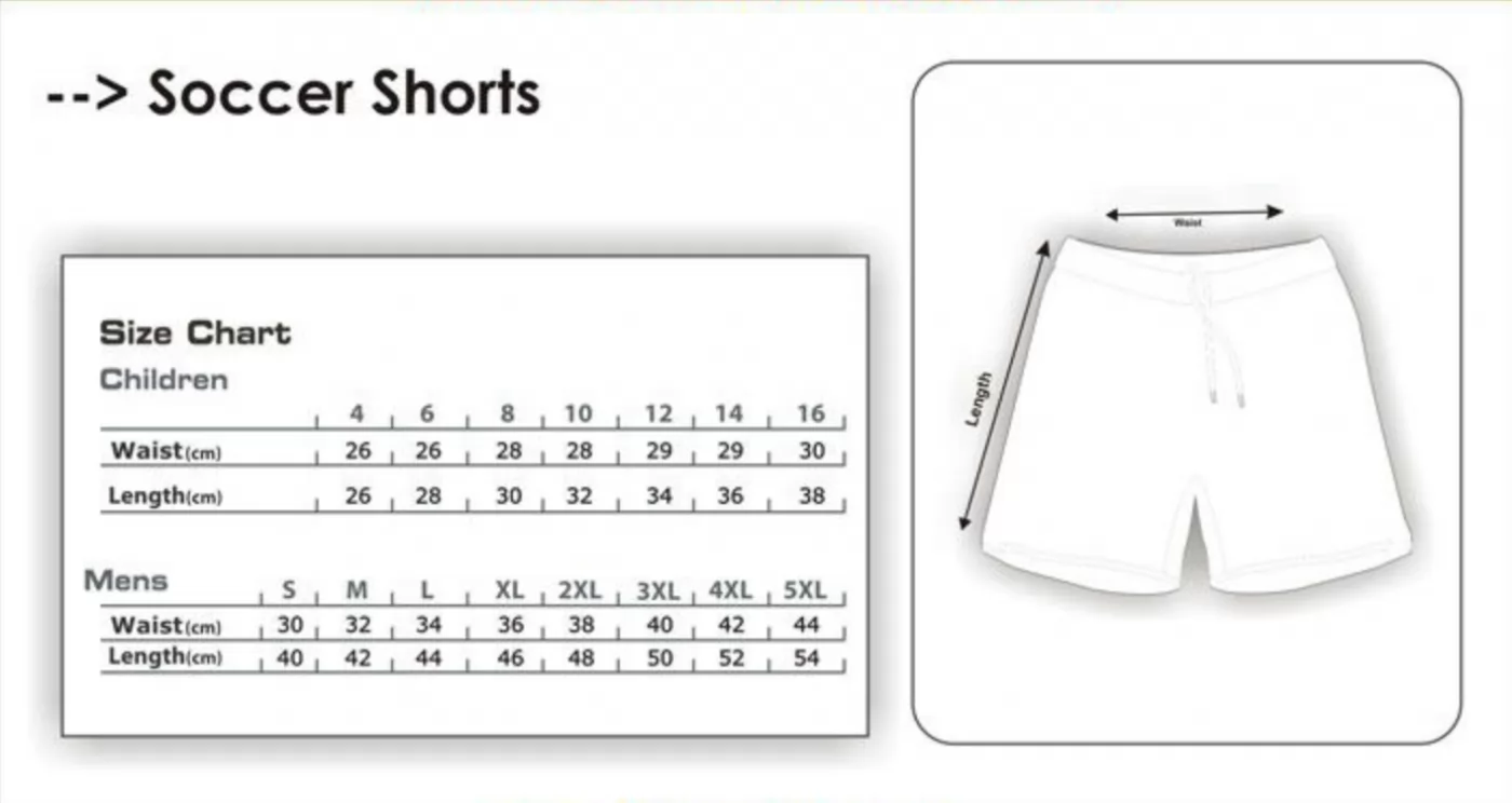 Soccer Short Sizes