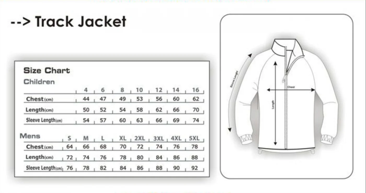 Track Jacket Sizes