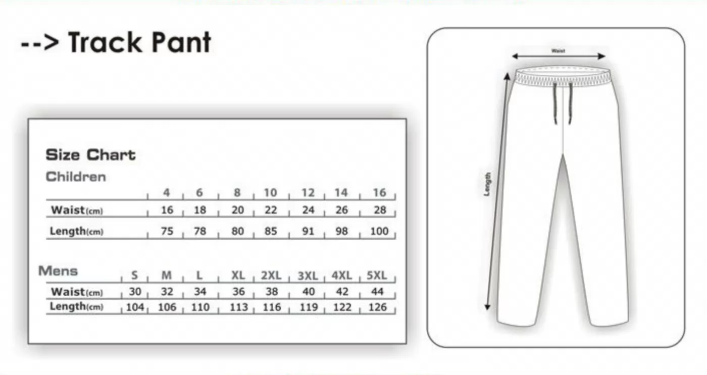 Track Pant Sizes