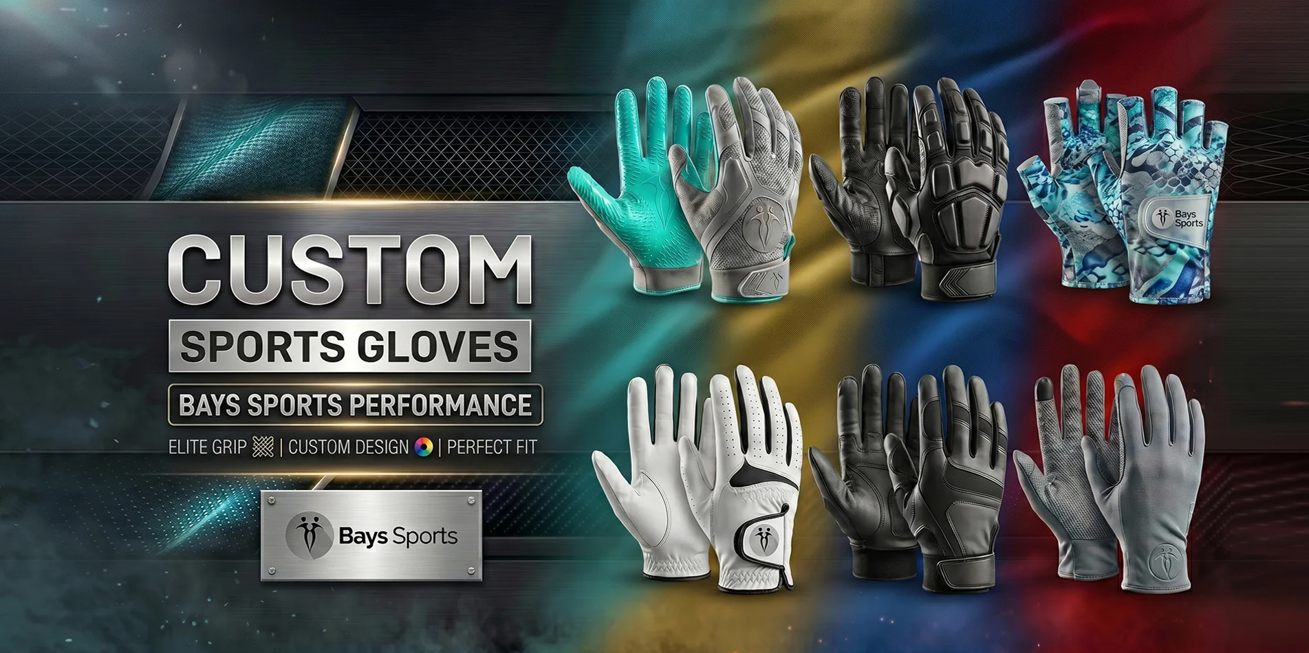 Custom Sports Gloves, Football Receiver Gloves, Lineman Gloves, Golf Gloves, Baseball Batting Gloves, Fishing Gloves, ICE Hockey Gloves, Motocross Gloves, Cycling Gloves 
