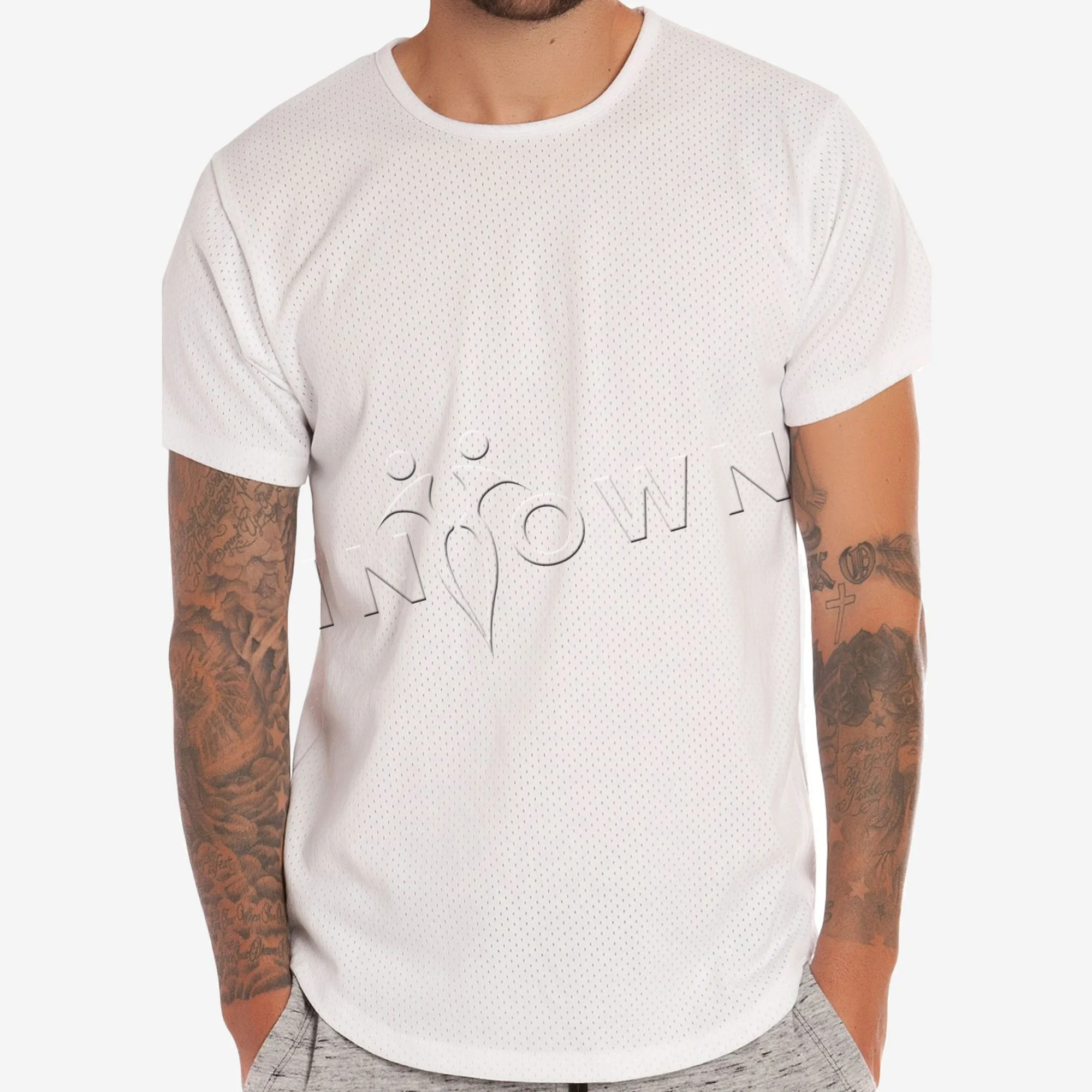 Curved Hem Mesh Tee
