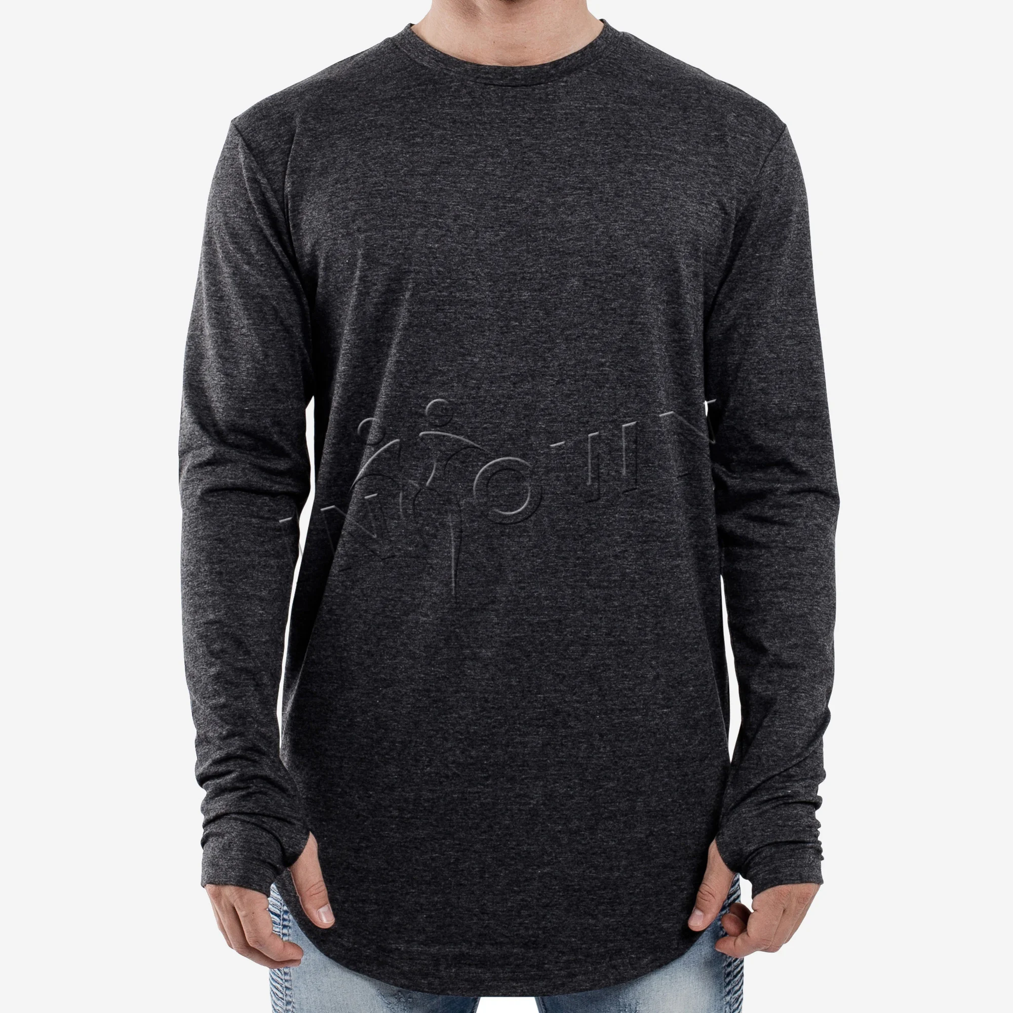 Longsleeve Curved Hem Charcoal Shirt