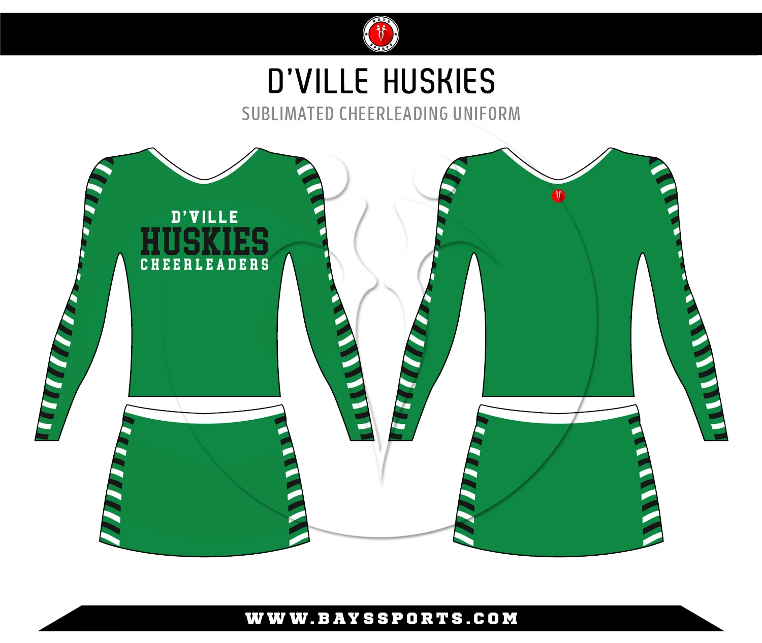 Sublimated V Neck Long Sleeve Cheer Uniform
