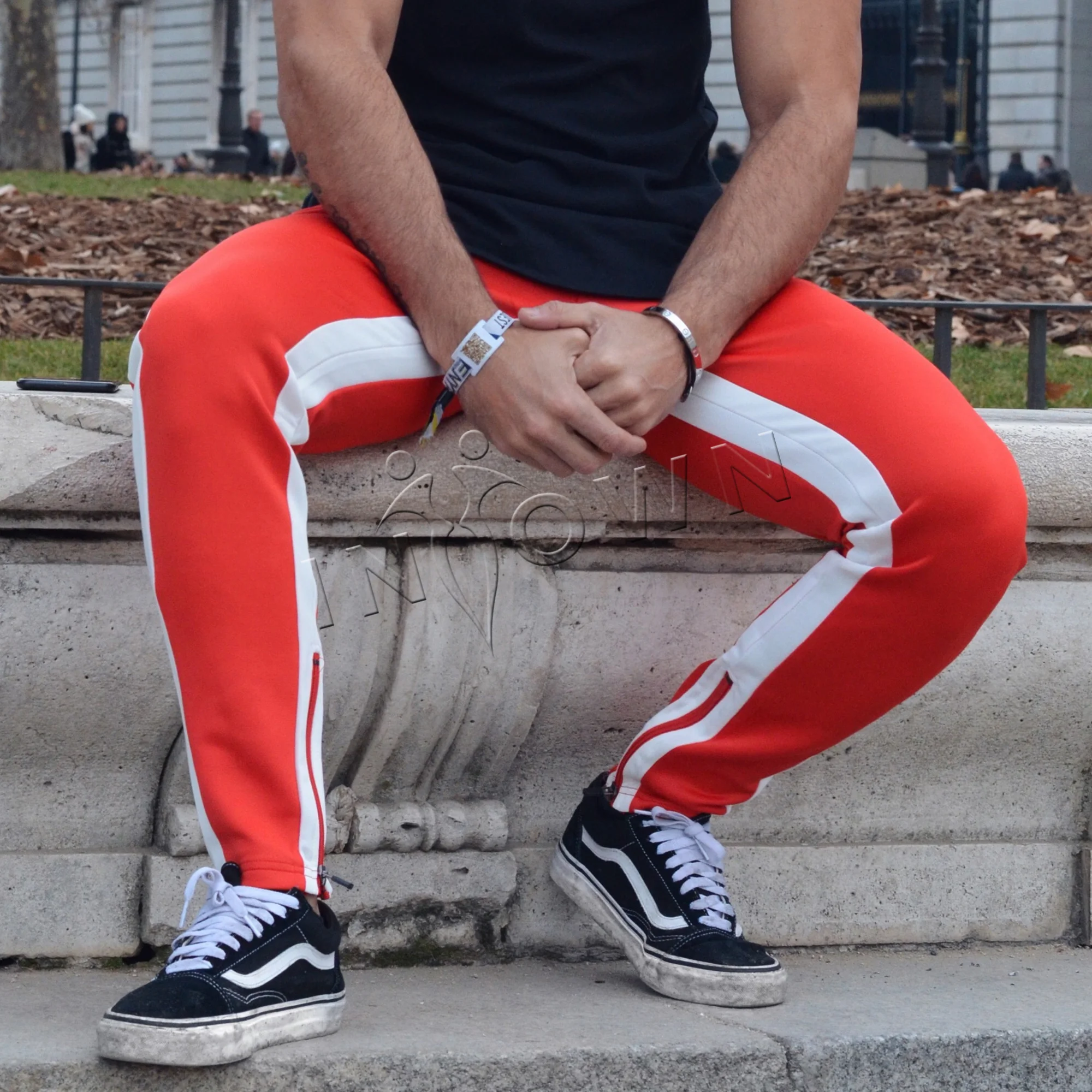 White stripe joggers