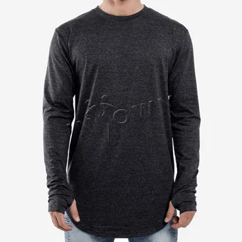 Longsleeve Curved Hem Charcoal Shirt - Premium Custom Shirts | Bays Sports