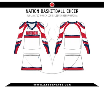 Sublimated V Neck Long Sleeve Cheer Uniform - Premium Custom Cheerleading | Bays Sports