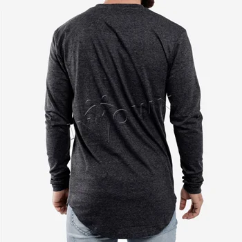 Longsleeve Curved Hem Charcoal Shirt (View 2) - Custom Shirts
